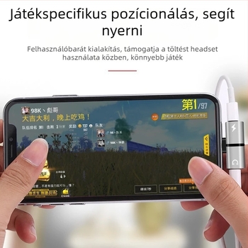Apple iPhone 7/8/X 3-az-1 fejhallgató adapter — töltés és hangátvitel (modell: Apple t-shaped double female)