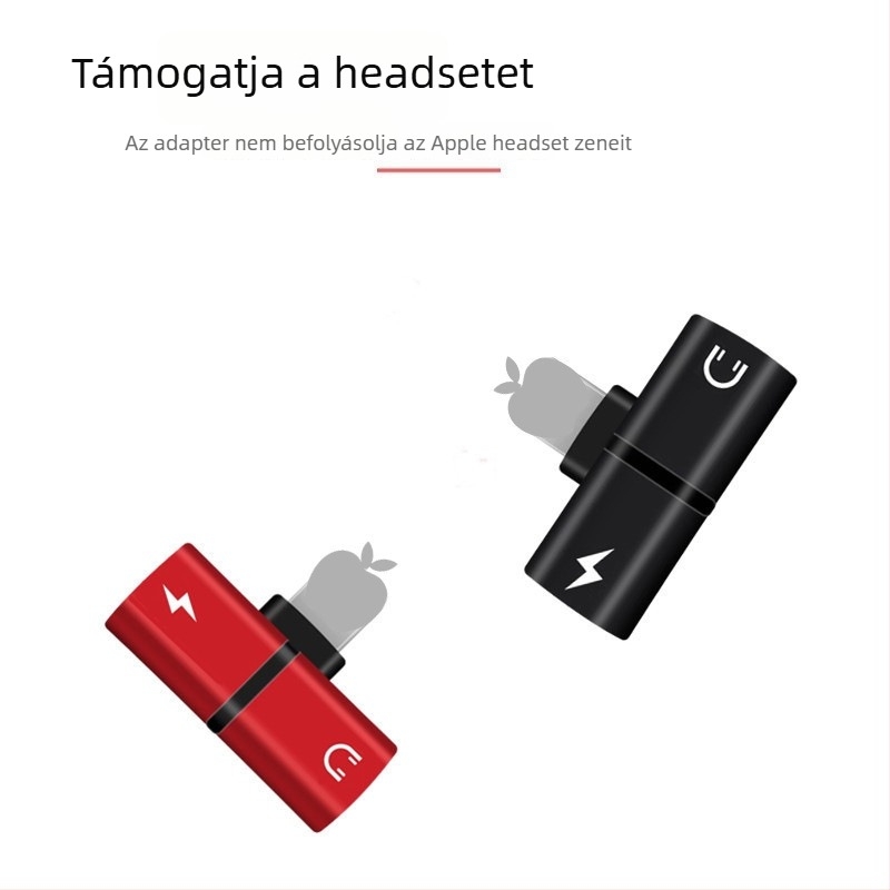 Apple iPhone 7/8/X 3-az-1 fejhallgató adapter — töltés és hangátvitel (modell: Apple t-shaped double female)