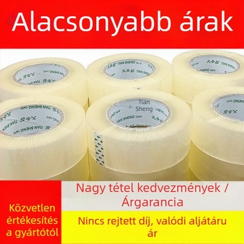 Tiansheng csomagoló szalag, nagy tapadással, BOPP film alapanyag, 50 mm vastagság, nyomásérzékeny ragasztó, termékkód 01.