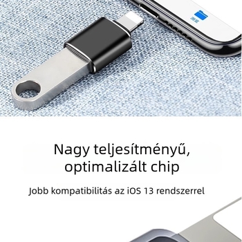 Fém USB adatátalakító Type-C konverterrel és Lightning csatlakozóval külső tároláshoz