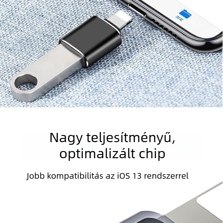 Fém USB adatátalakító Type-C konverterrel és Lightning csatlakozóval külső tároláshoz