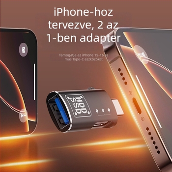 Type-C–USB 3.0 OTG adapter, magas sebességű 2‑az‑1 az adatátvitelhez és töltéshez