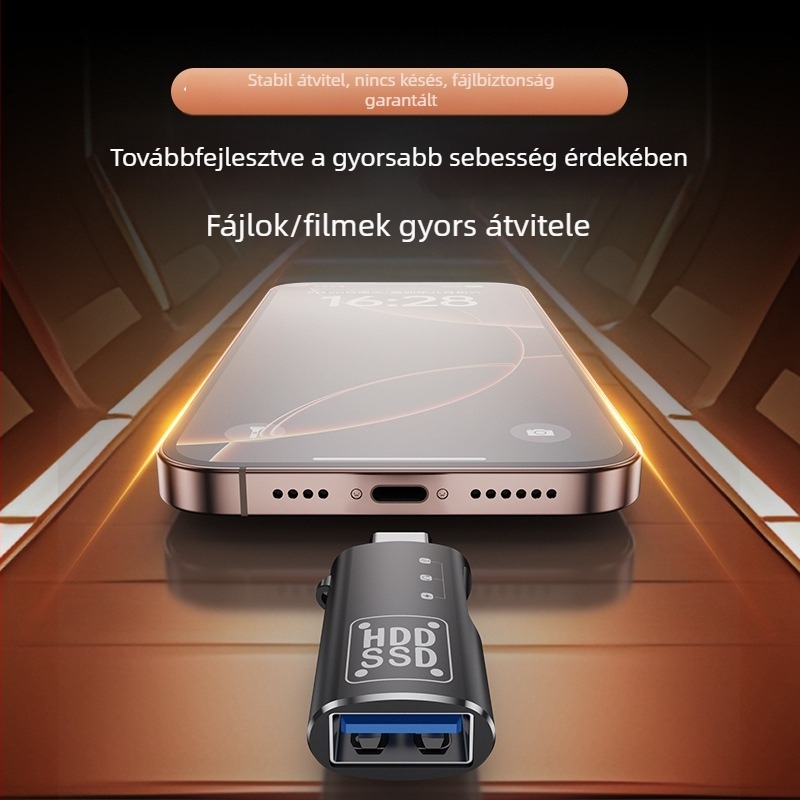 Type-C–USB 3.0 OTG adapter, magas sebességű 2‑az‑1 az adatátvitelhez és töltéshez