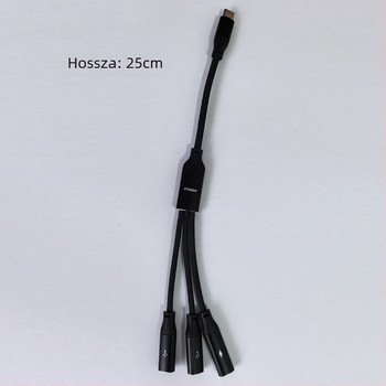 Type-C 3-port OTG splitter dokkoló adapter — 60W gyorstöltés, adatátvitel, külső tápegység