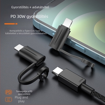 PD adapter USB-C női bemenetből Lightning férfi kimenetre iPhone és iPad készülékekhez