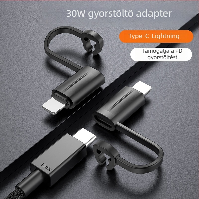 PD adapter USB-C női bemenetből Lightning férfi kimenetre iPhone és iPad készülékekhez