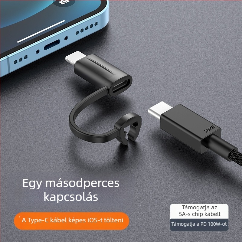 PD adapter USB-C női bemenetből Lightning férfi kimenetre iPhone és iPad készülékekhez