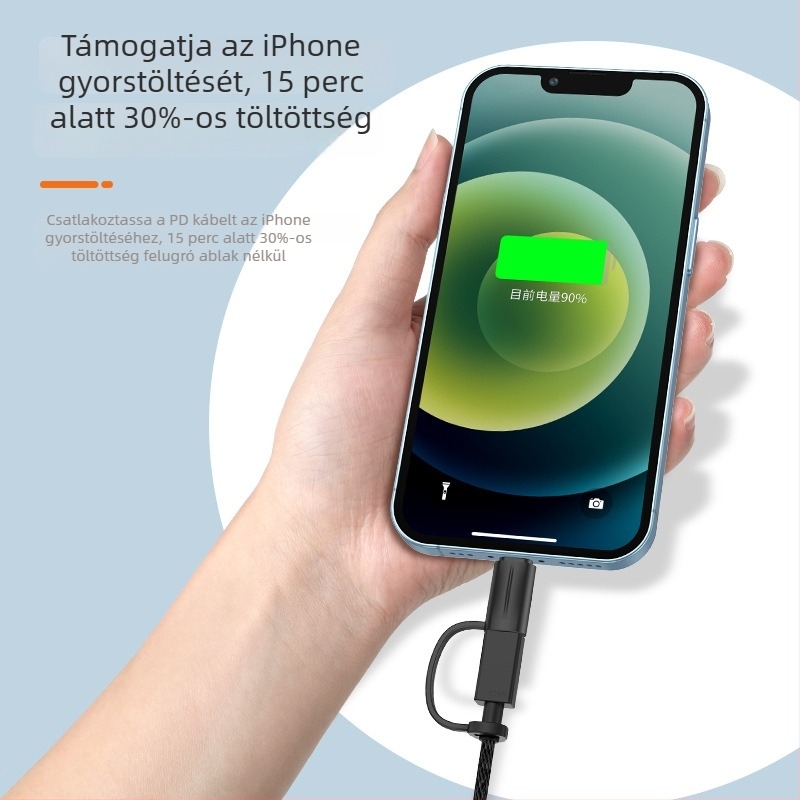 PD adapter USB-C női bemenetből Lightning férfi kimenetre iPhone és iPad készülékekhez