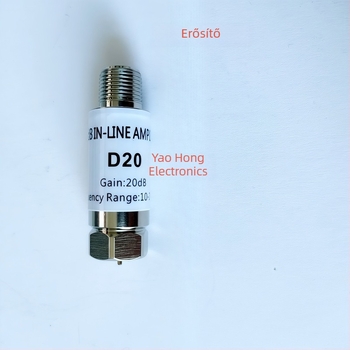 TV jel vonali erősítő, 20 dB, 10-2400 MHz, réz érintkezők, ABS szigetelő