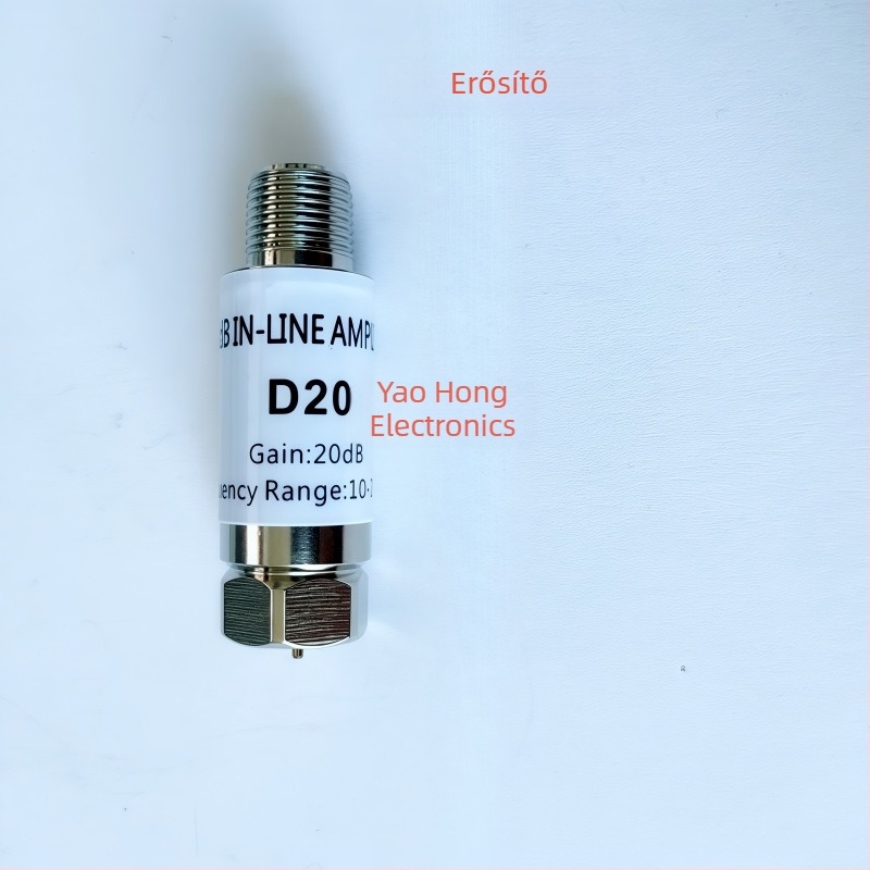 TV jel vonali erősítő, 20 dB, 10-2400 MHz, réz érintkezők, ABS szigetelő