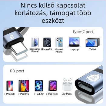 Type-C to Lightning adapter Apple készülékekhez, 60W tápegység és adatátvitel, modell LIAOAN60Whui