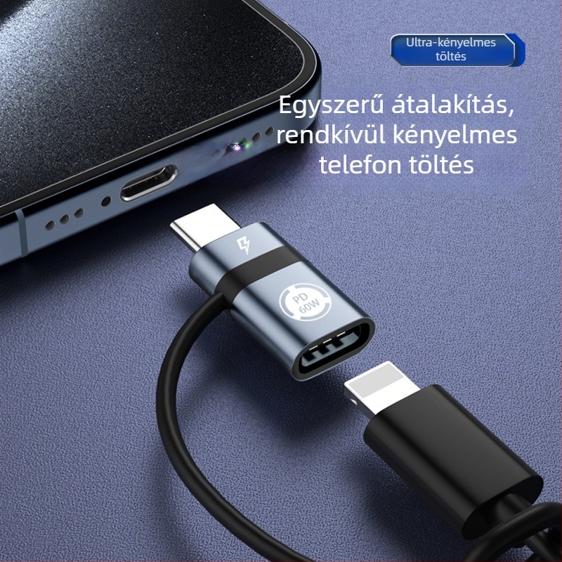 Type-C to Lightning adapter Apple készülékekhez, 60W tápegység és adatátvitel, modell LIAOAN60Whui
