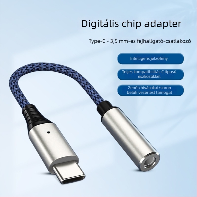 Type-C 3,5 mm digitális audio adapter kábel Huawei, Xiaomi és OPPO készülékekhez