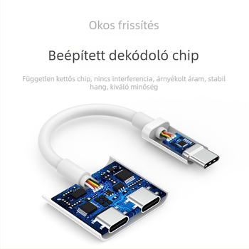 Type-C 3,5 mm-es hang- és töltés 2-in-1 PD gyors töltés, beépített DAC digitális audio adapter