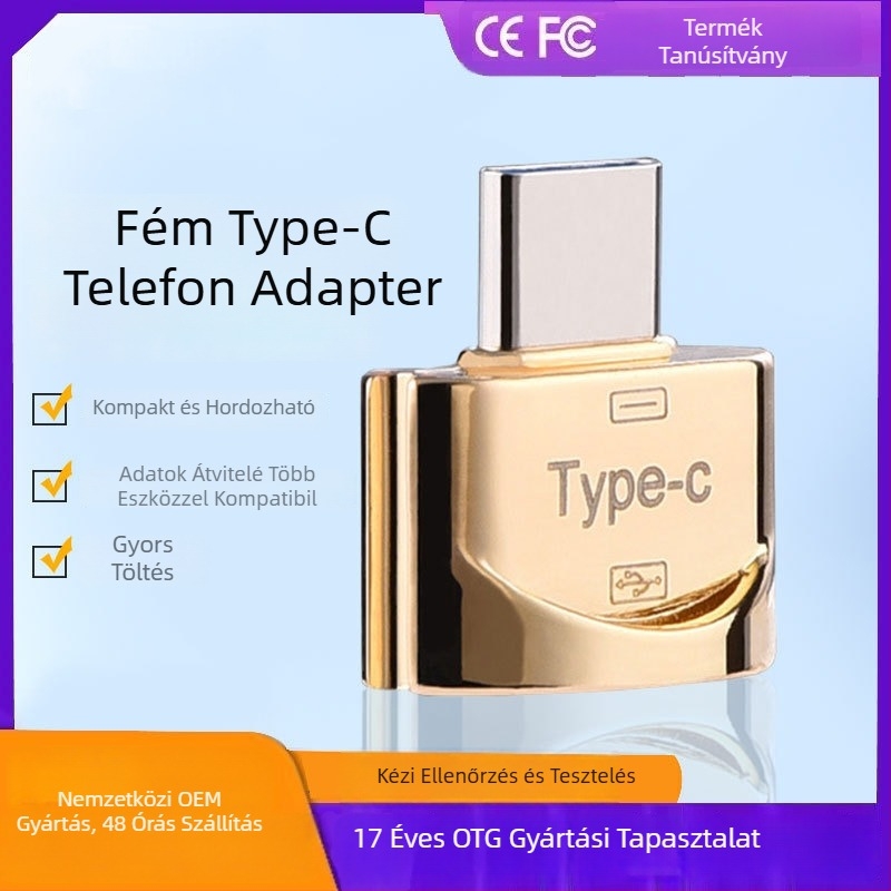 Fém OTG USB-C adapter, cink ötvözet, Type-C, Android telefonokhoz és számítógépekhez, modell JY-606, márka JAYA
