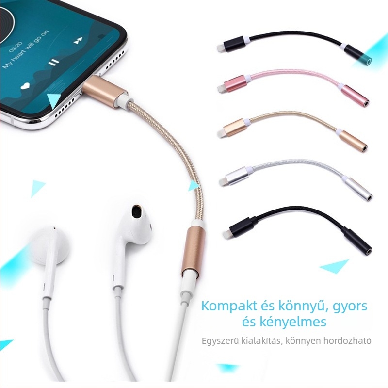 Lightning–tól 3,5 mm-es fejhallgató adapter iPhone-hoz – Apple-kompatibil audio konverter, 2-in-1