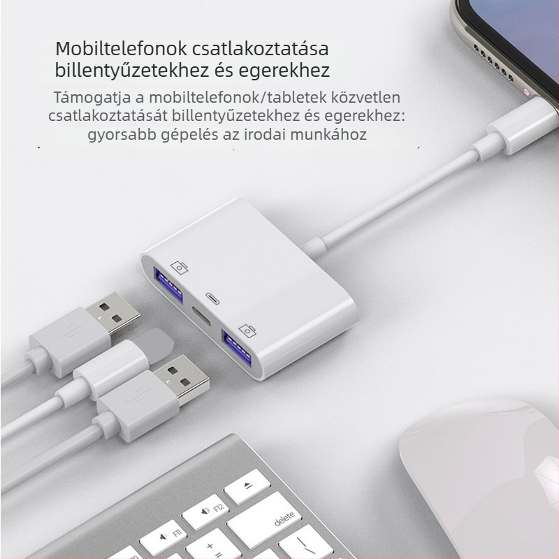 Apple három az egyben USB OTG adapter egérhez, pendrive-hoz és billentyűzethez, USB 3.0