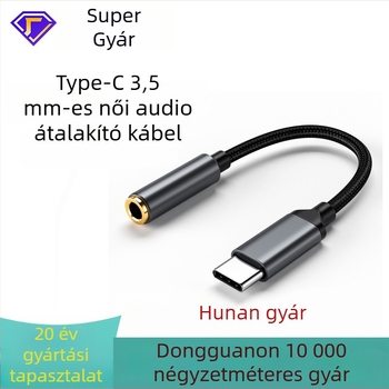 Type-C fülhallgató adapter 3.5mm audio kábelrel Android telefonokra – digitális Type-C audio csatlakozás, kompatibilis Xiaomi, Huawei, OPPO