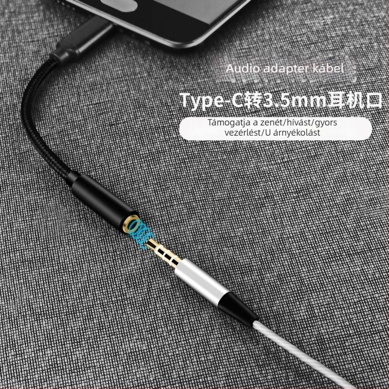 Type-C fülhallgató adapter 3.5mm audio kábelrel Android telefonokra – digitális Type-C audio csatlakozás, kompatibilis Xiaomi, Huawei, OPPO