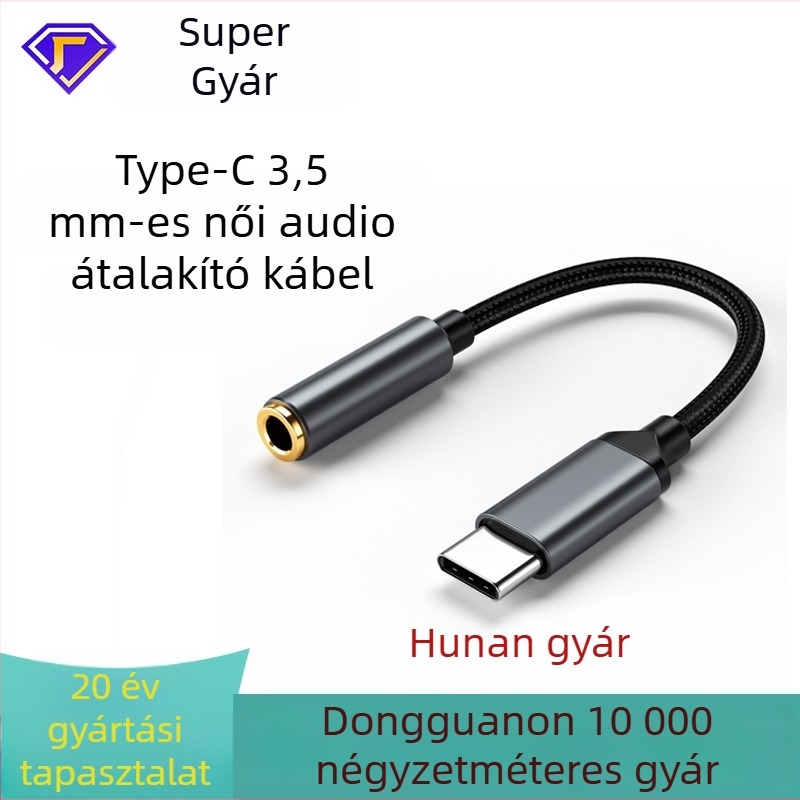 Type-C fülhallgató adapter 3.5mm audio kábelrel Android telefonokra – digitális Type-C audio csatlakozás, kompatibilis Xiaomi, Huawei, OPPO