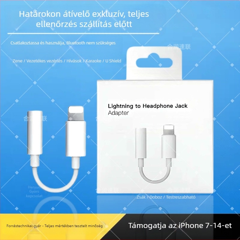 3,5 mm-es to Lightning Apple fejhallgatóadapter – mikrofon- és hangkártya konverter, kompatibilis iPhone 7–14, teljes funkcionalitás