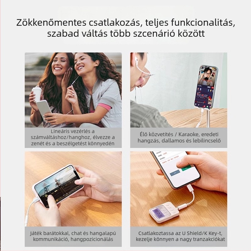 3,5 mm-es to Lightning Apple fejhallgatóadapter – mikrofon- és hangkártya konverter, kompatibilis iPhone 7–14, teljes funkcionalitás