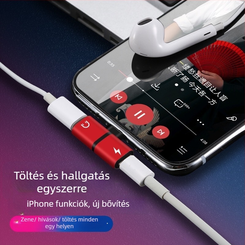 Guoxin fém audio adapter Apple fülhallgatókhoz – kettős Lightning csatlakozó, általános kompatibilitás, modell Adapter