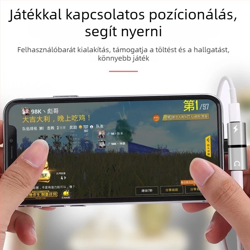 Guoxin fém audio adapter Apple fülhallgatókhoz – kettős Lightning csatlakozó, általános kompatibilitás, modell Adapter