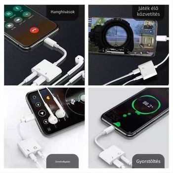 Type-C audio adapter 2 az 1-ben, 3,5 mm fejhallgatóhoz, digitális töltőkábel zenehallgatáshoz és töltéshez, széles kompatibilitás