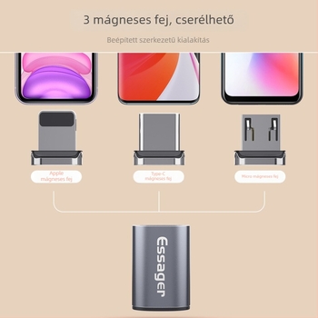 Mágneses három–in–egy adatkábel-adapter Lightning, Micro USB és USB-C csatlakozókkal