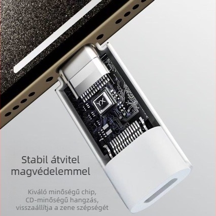 Barosch Lightning–Type-C adapter alumíniumötvözetből, női Lightning csatlakozó, férfi Type-C vég, iPhone fejhallgatókhoz, zenehallgatáshoz és hívásokhoz