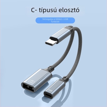 Type-C 2-az-1-ben USB 3.0 fonott OTG adapter kábel Apple iPhone Lightning-hoz
