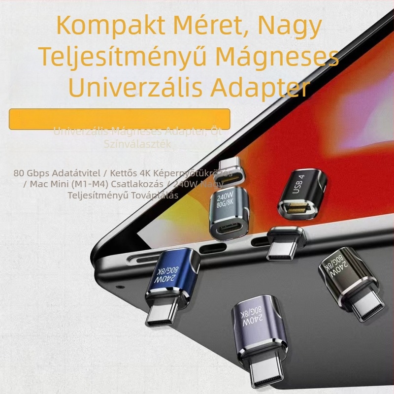 240W mágneses USB-C adapter 80Gb magas sebességű átvitel, Thunderbolt 5/4 kompatibil, teljes funkciós Type-C mágneses csatlakozó
