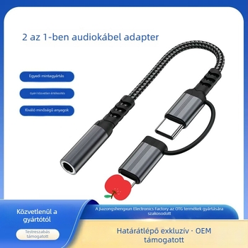 3,5 mm-es Type-C audió adapter, 2 az 1-ben