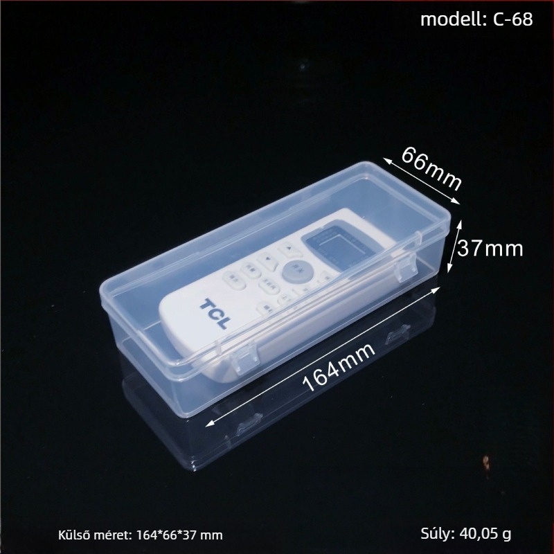 téglalap alakú PP műanyag tároló doboz dupla zárással és fedéllel, távirányítók, szerszámok, külső akkumulátorok és mikro-tűk számára
