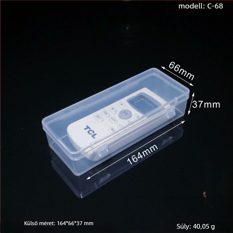 téglalap alakú PP műanyag tároló doboz dupla zárással és fedéllel, távirányítók, szerszámok, külső akkumulátorok és mikro-tűk számára