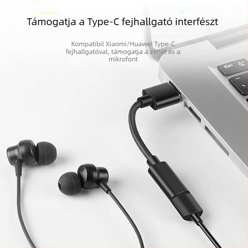 Type-C USB adapter kábel — USB-A férfi a Type-C női végével, beépített kábel, kompatibilis a legtöbb Type-C eszközzel