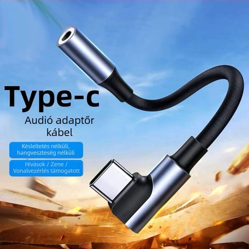 Cheng hongshun Elbow adapter: Type-C-ról 3,5 mm-es digitális audio dekóder fejhallgató adapter Huawei, Apple és Samsung telefonokhoz