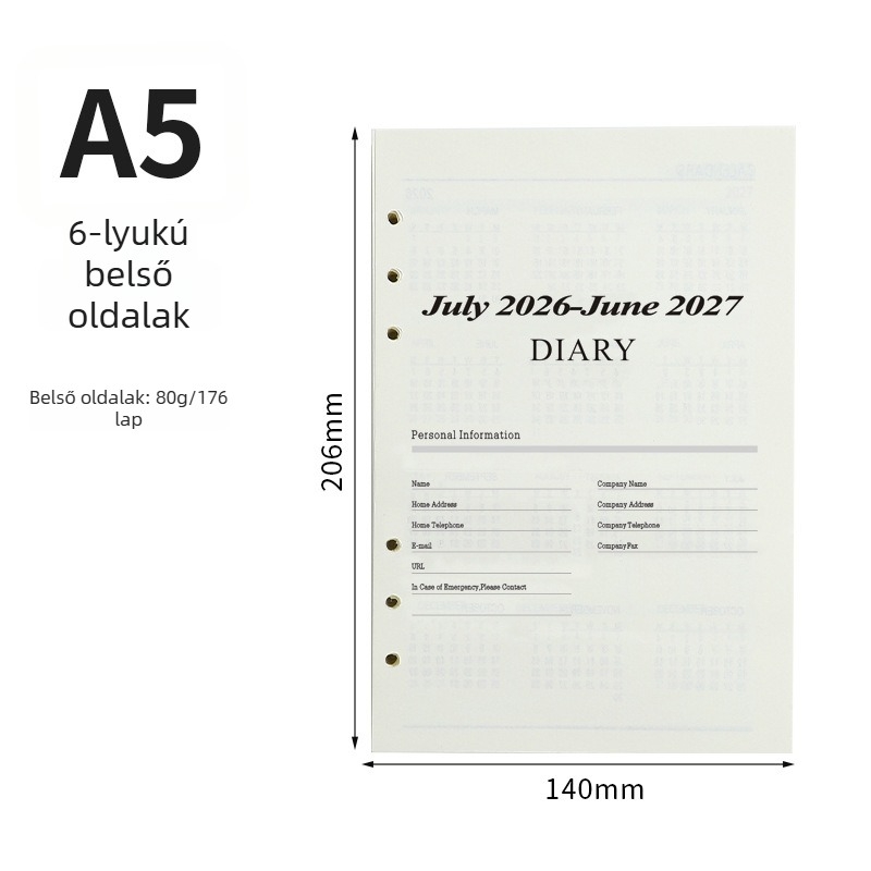Notebook Hengsheng, PU borító, oldalak leválasztó kötés, Dowling papír, 80 g/m²