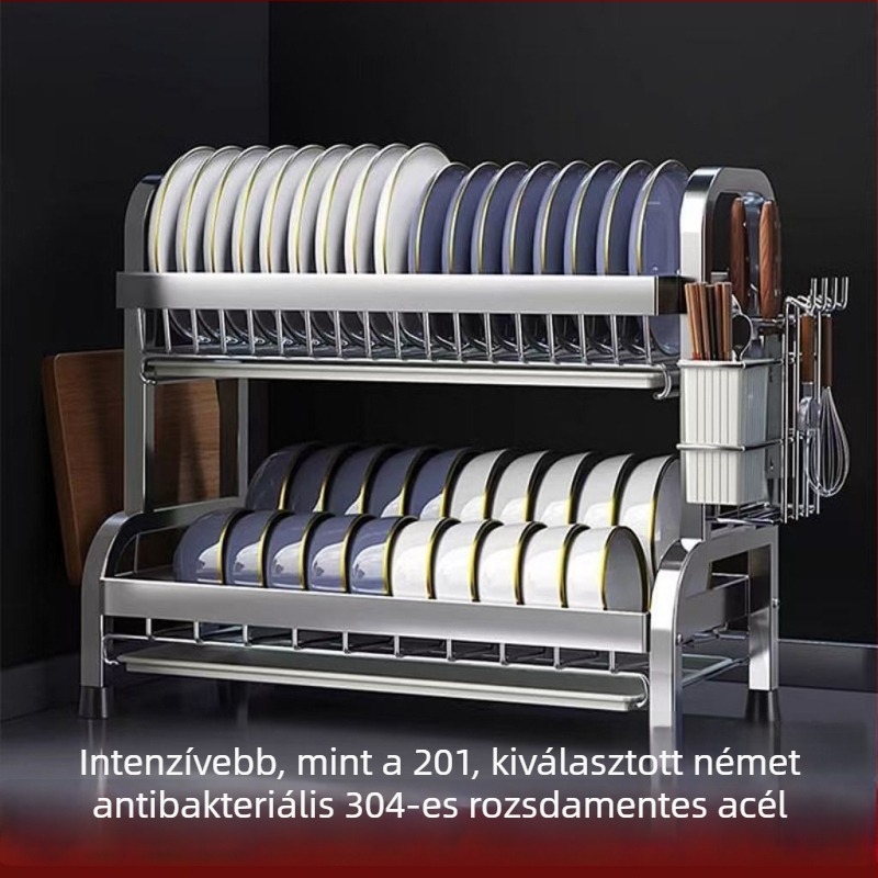 304 rozsdamentes acél edény-szárító állvány, egyszerű modern kialakítású konyhai tároló