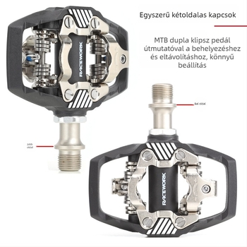 Racework mountain bike pedál SPD önzáró rendszerrel és zárólemezekkel; test nylon szálas, tengely krom-molibden acélból; modell Pd-m112d