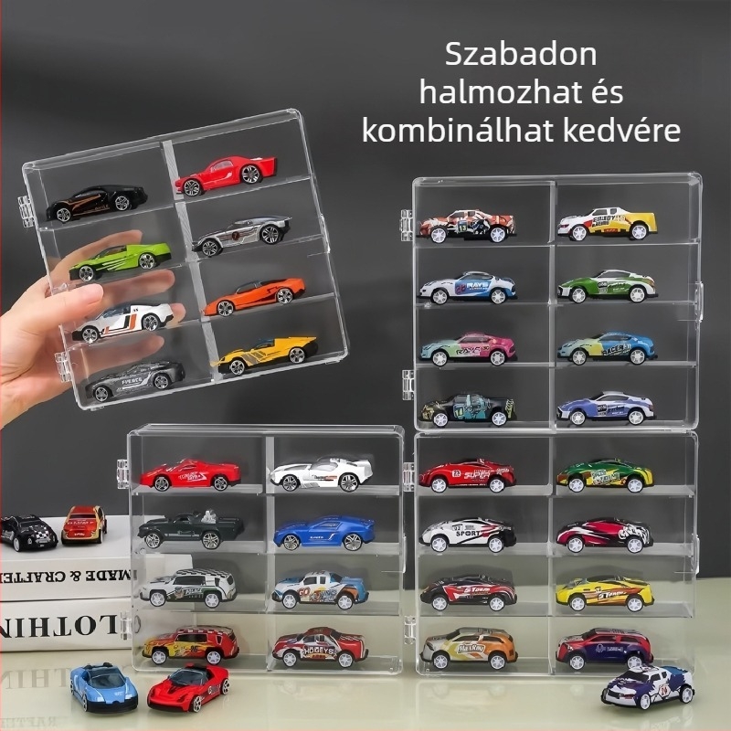Telford Akril autómodell kiállító doboz, többfunkciós tároló, modern minimalist stílus, 18 L kapacitás, 48 darabos készlet