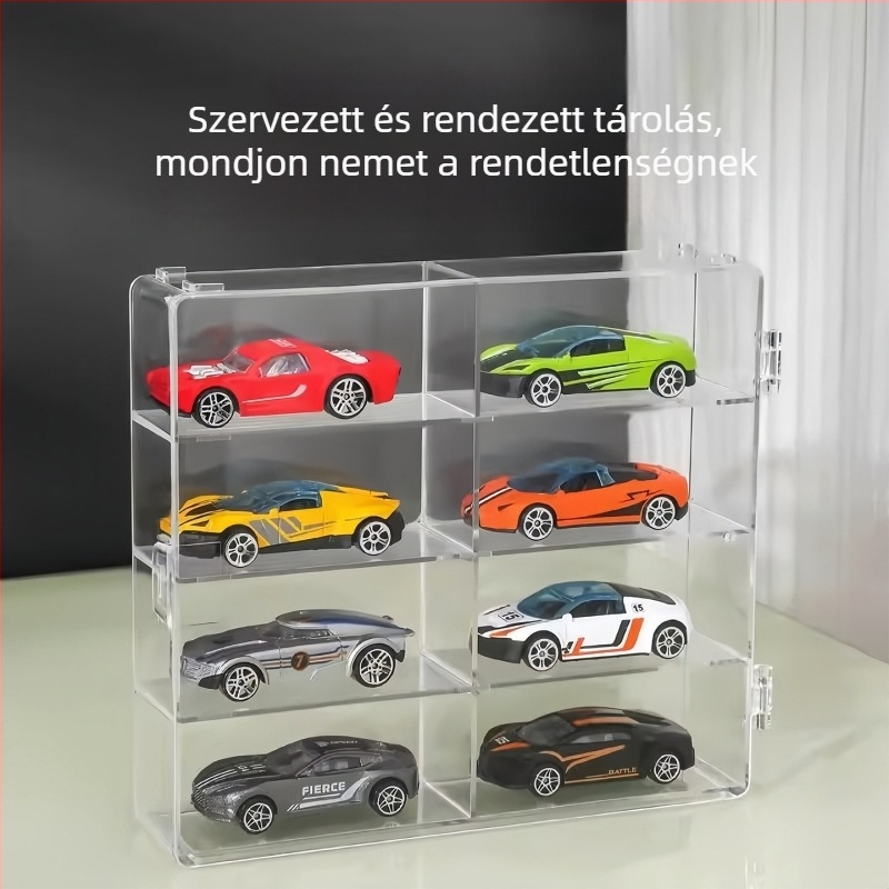 Telford Akril autómodell kiállító doboz, többfunkciós tároló, modern minimalist stílus, 18 L kapacitás, 48 darabos készlet