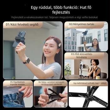 Univerzális hordozható teleszkópos mágneses Bluetooth-selfie pálca távirányítóval