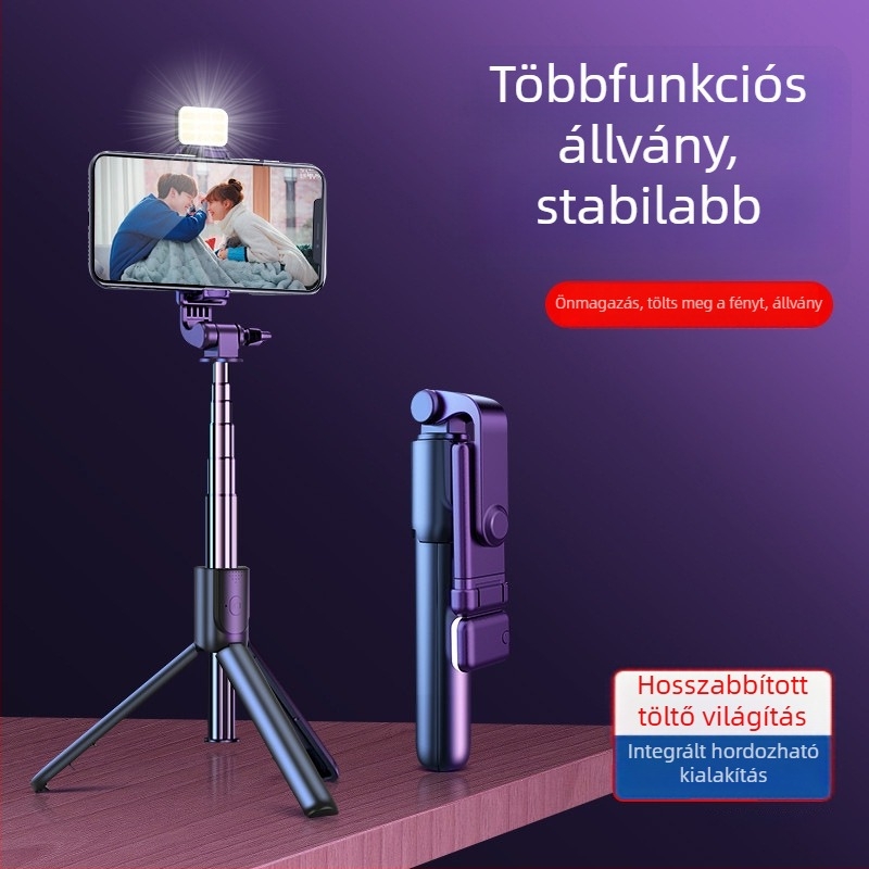 Mobiltelefonhoz készült Selfie Stick Tripod forgatható talppal, Youruier ötvözet, távirányítóval, testreszabható