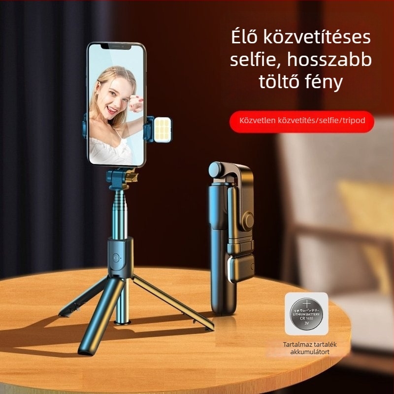 Mobiltelefonhoz készült Selfie Stick Tripod forgatható talppal, Youruier ötvözet, távirányítóval, testreszabható
