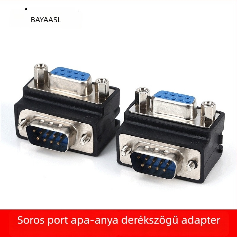 RS-232 DB9 soros port jobb szögű adapter, DB9 férfi– DB9 nő, 9 tű 9 tűre