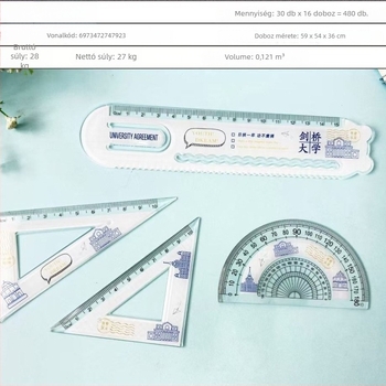 Négy darabos műanyag könyvjelző‑vonalzó készlet – kapibara téma, többfunkciós, modell 7901, nettó tömeg kb. 50,6 g