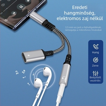 Type-C 1-2 osztó kábel Huawei és Xiaomi okostelefonokhoz