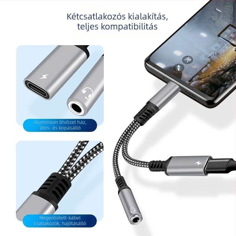 Type-C 1-2 osztó kábel Huawei és Xiaomi okostelefonokhoz